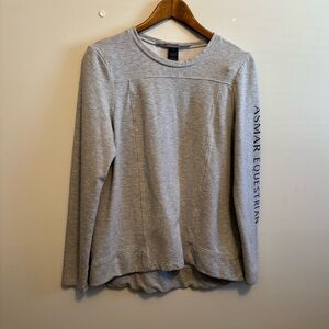 Noel Asmar Equestrian Boyfriend Comfy Cozy Sweatshirt Sweater Top Grey